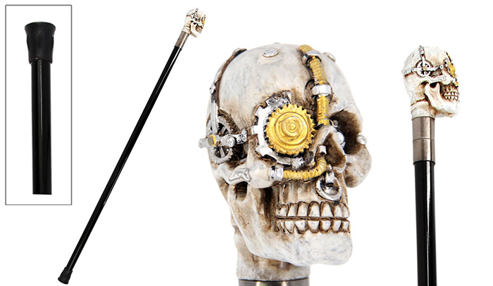 Mechanical Skull Swagger Cane / Walking Stick